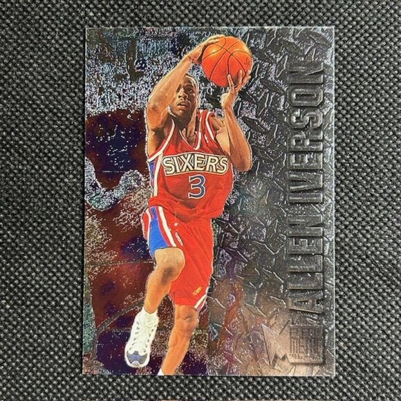1996-97 Fleer Metal Rookie Allen Iverson #201 RC Philadelphia 76ers - Picture 1 of 2